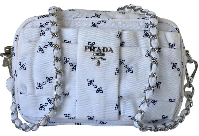 Prada Bow White Cotton Cross Body Bag