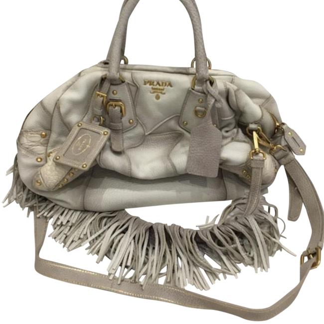 Prada Bowler Grey Leather Cross Body Bag