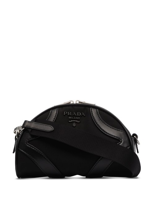 Prada Bowling Ribbon Boston Bandoliera Black NylonLeather Cross Body Bag