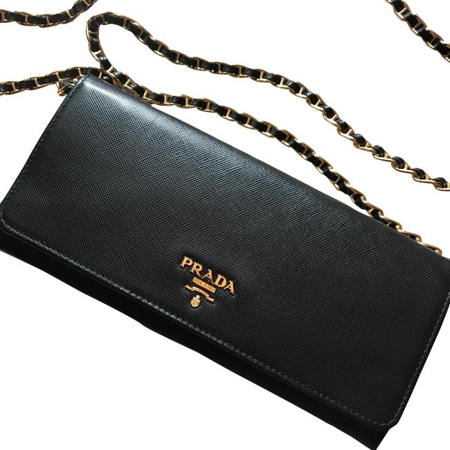 Prada Box Included Black Leather Metal Cross Body Bag