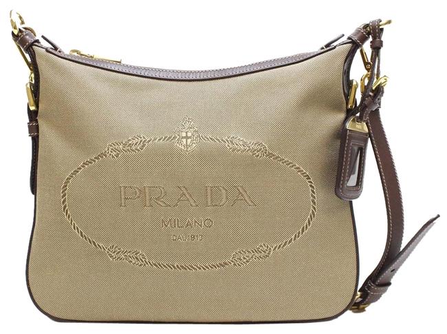 Prada Brown Canvas Cross Body Bag
