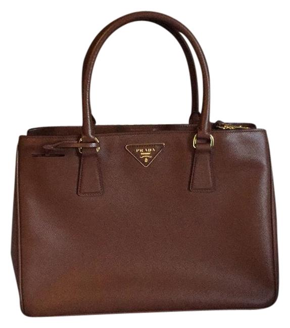 Prada BrownCamel Leather Cross Body Bag