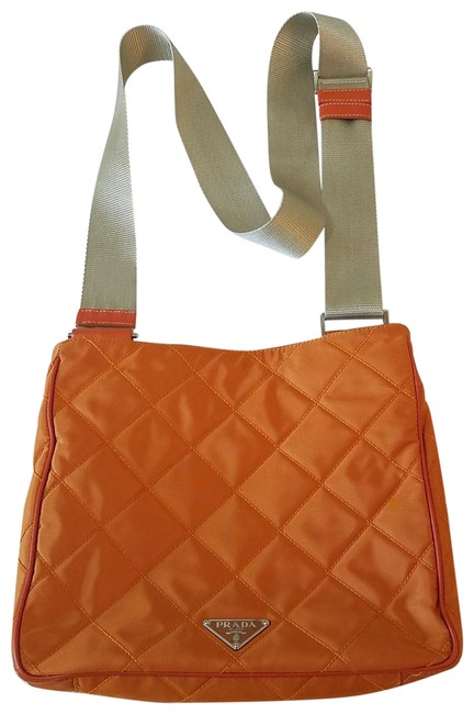 Prada Bt0424 Impunturato Cit Orange NylonLeather Cross Body Bag