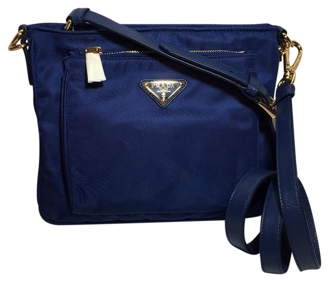 Prada Bt0693 Tessuto Saffian Royal Cross Body Bag
