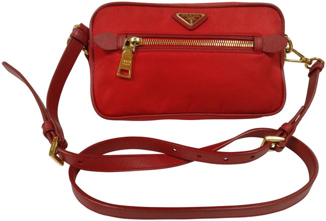 Prada Wallet on Chain Bt0773 Tessuto Nylon Red Canvas Cross Body Bag