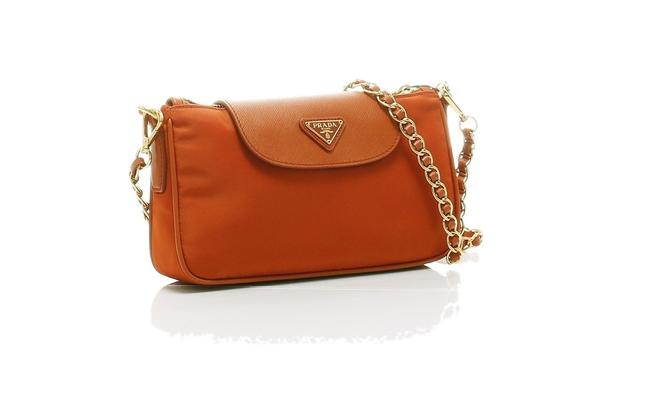 Prada Bt0779 Bandoliera Papaya Tessuto+saffiano Cross Body Bag