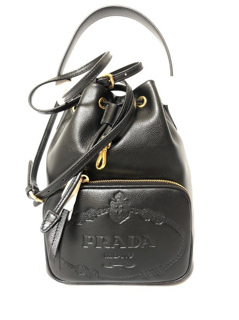Prada Bucket Black Leather Cross Body Bag