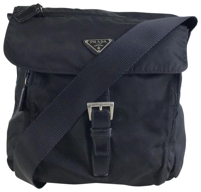 Prada Buckle Flap #25445 Sale Black Nylon Cross Body Bag