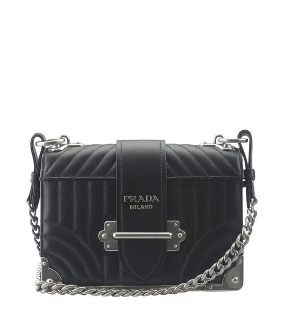 Prada Cahier 1bd045 Quilted 152010 Black Leather Cross Body Bag