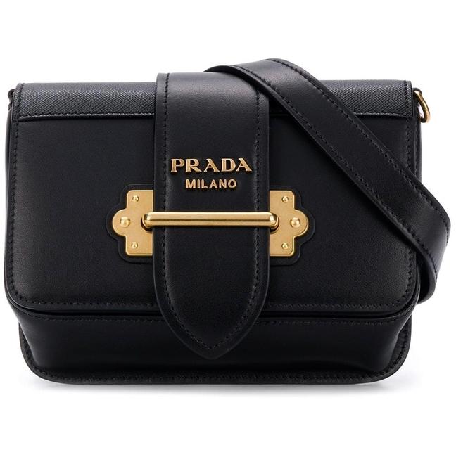 Prada Belt Cahier Black Calfskin Leather Cross Body Bag