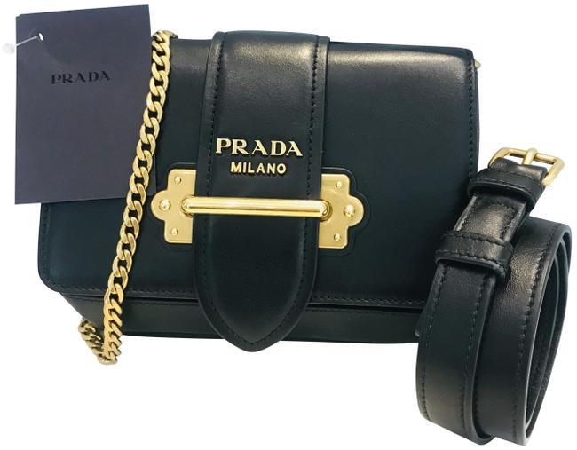 Prada Cahier Belt Black Leather Cross Body Bag