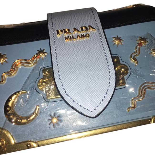 Prada Cahier Blue Leather Cross Body Bag