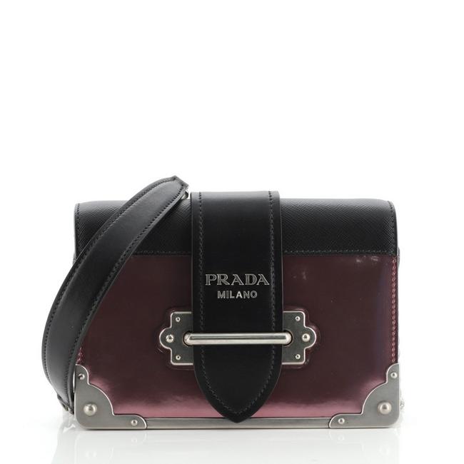 Prada Cahier Chain Patent and Saffiano Small Pink Leather Cross Body Bag