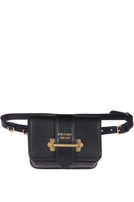 Prada Belt Cahier Convertible Black Cross Body Bag