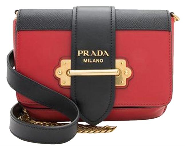 Prada Belt Cahier Convertible Red Leather Cross Body Bag