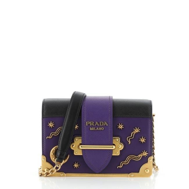 Prada Cahier Embellished Small Purple Leather Cross Body Bag