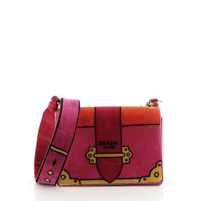 Prada Cahier Printed Smal Multicolor Velvet Cross Body Bag