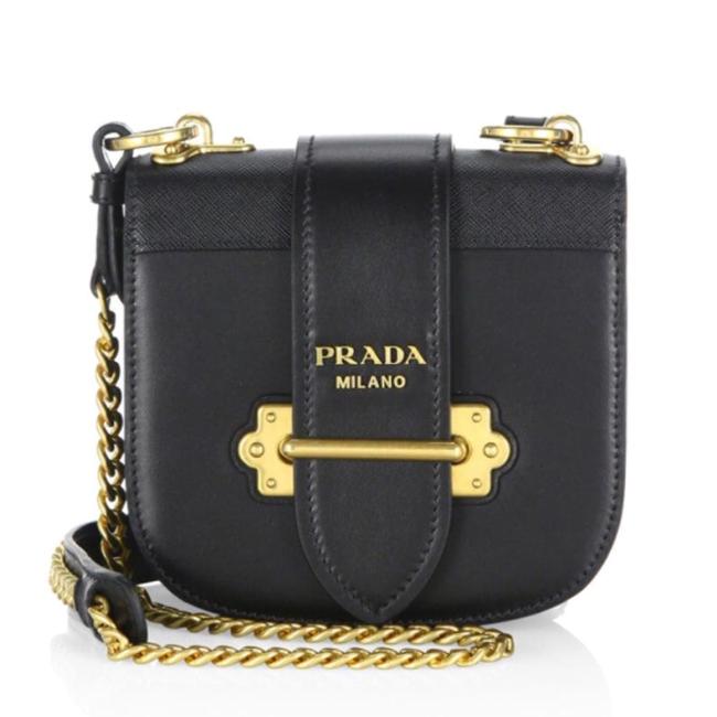 Prada Cahier Saddle Black Leather Cross Body Bag