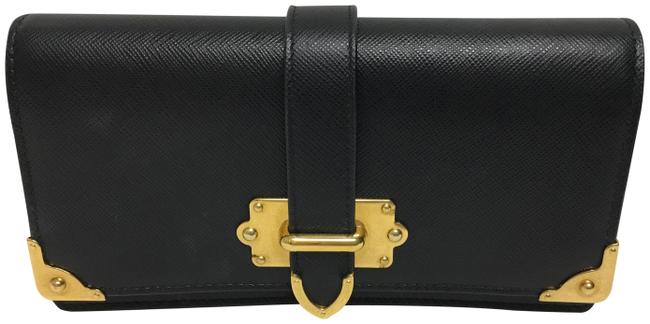 Prada Cahier Saffiano Mini Black Leather Cross Body Bag
