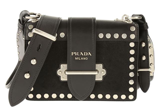 Prada Cahier Small Black Calf Hair Cross Body Bag