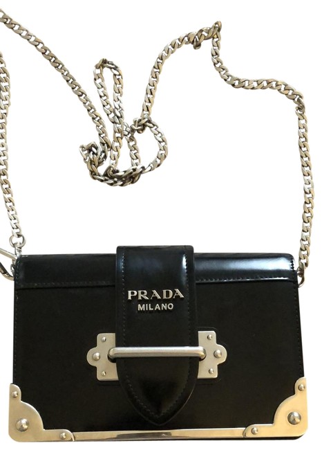 Prada Cahier Small Black Leather Cross Body Bag