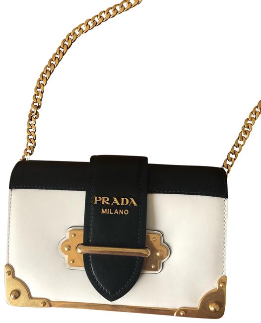 Prada Cahier Small White Calfskin Leather Cross Body Bag