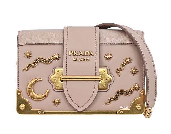 Prada Cahier Studded Stars Moon Trunk Blush Leather Cross Body Bag