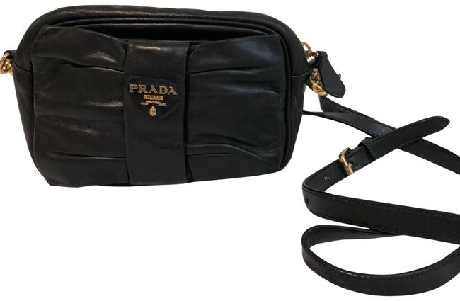 Prada Camera Black Lambskin Leather Cross Body Bag
