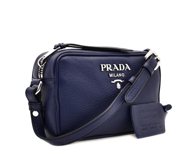 Prada Camera Blue Deerskin Leather Cross Body Bag