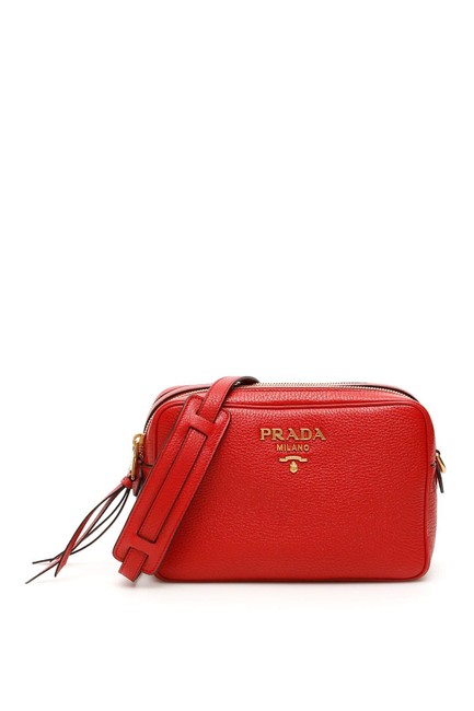 Prada Camera Cr Saffiano Red Leather Cross Body Bag