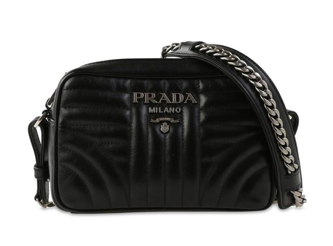 Prada Camera Diagramme Black Leather Cross Body Bag