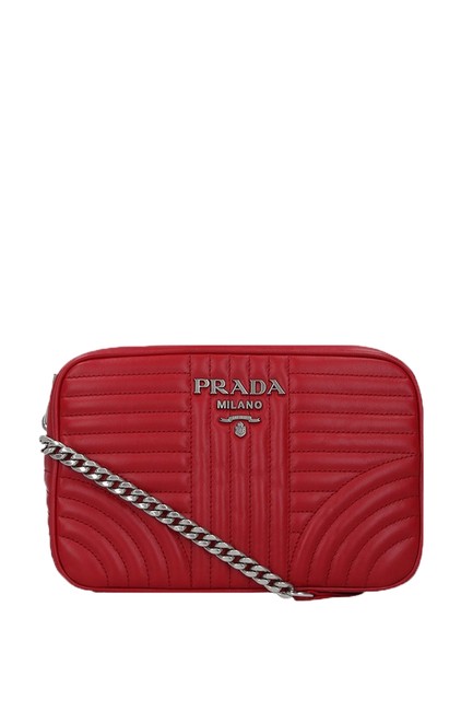 Prada Camera Diagramme Red Leather Cross Body Bag