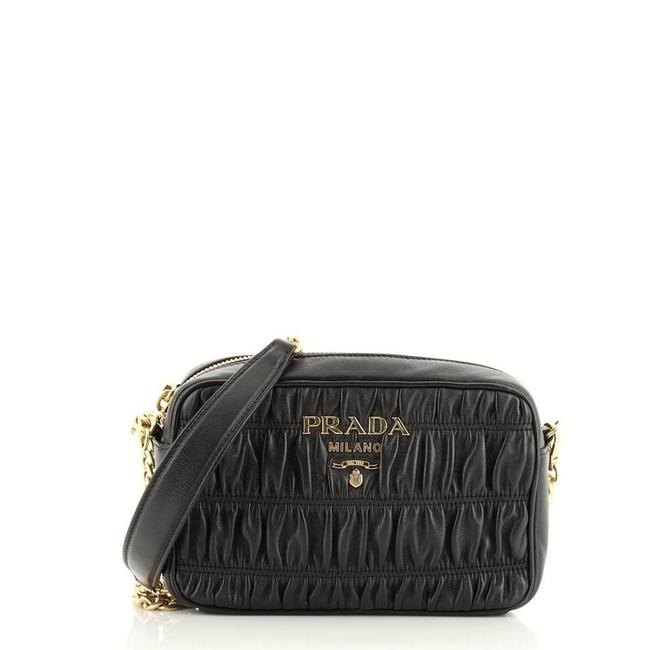 Prada Camera Nappa Gaufre Mini Black Leather Cross Body Bag