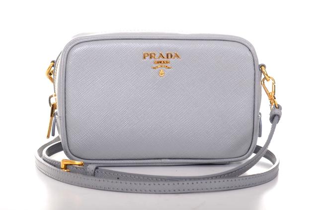 Prada Shoulder Camera Purse Gray Saffiano Leather Cross Body Bag