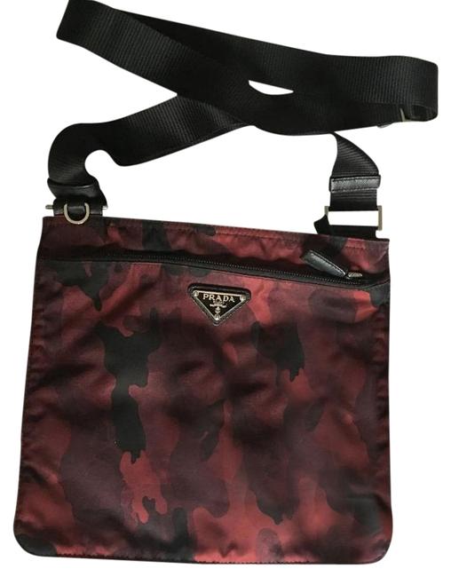 Prada Messenger Camouflage RedBlack Tessuto Nylon Cross Body Bag