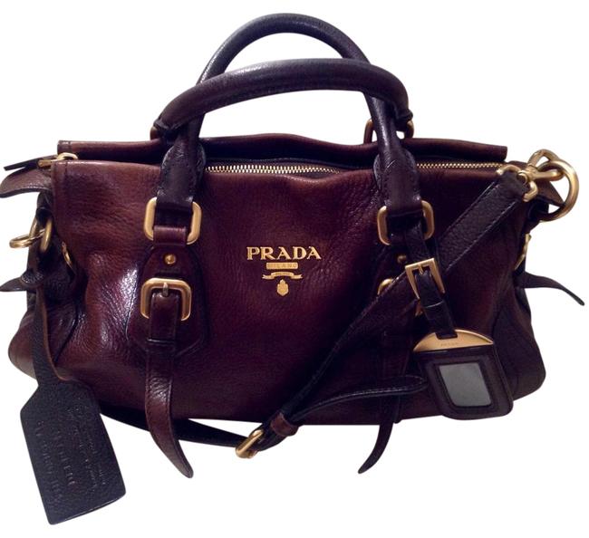Prada Shoulder Cervo Antik Small Satchel Cacao Deerskin Cross Body Bag