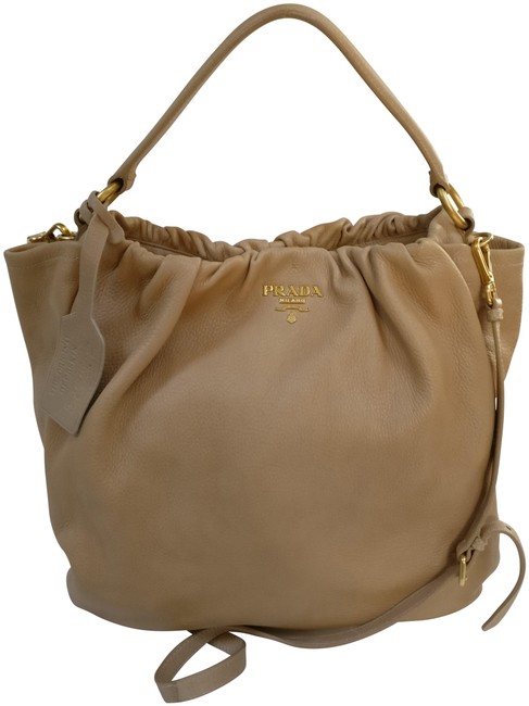 Prada Cervo Deerskin Side Pocket Tote Leather Cross Body Bag