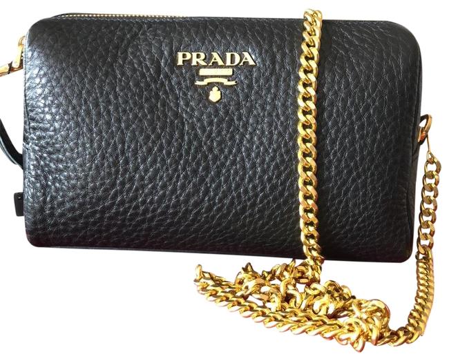 Prada Chain Black Leather Cross Body Bag