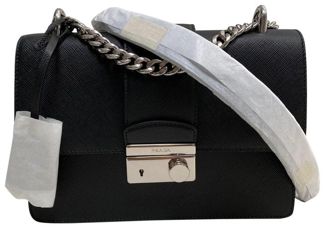 Prada Chain Black Saffiano Leather Cross Body Bag