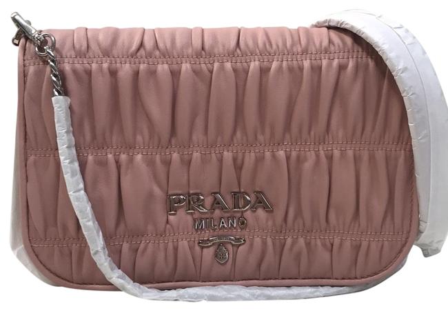 Prada Chain Gaufre Silver 1bd137 Orchidea Pink Nappa Leather Cross Body Bag