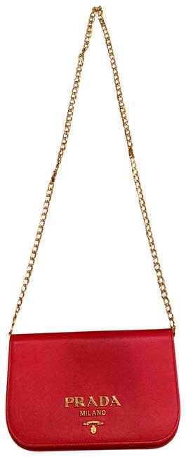 Prada Chain Red Leather Cross Body Bag