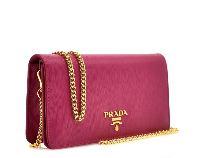Prada Chain Wallet Fuchsia Leather Cross Body Bag