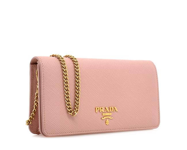 Prada Chain Wallet Pink Leather Cross Body Bag