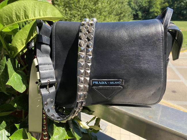 Prada Concepts Collection Black Leather Cross Body Bag