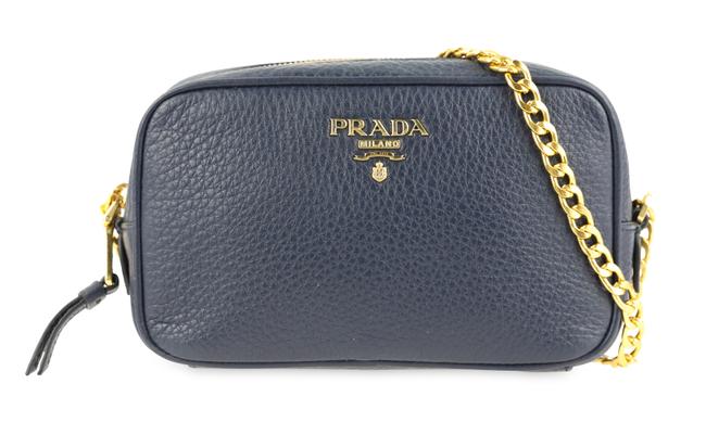 Prada Contenitore Baltico Blue Leather Cross Body Bag