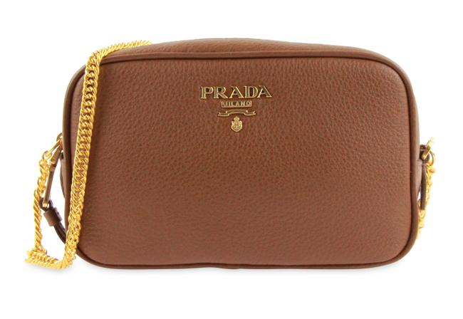 Prada Contenitore Nocciolo Brown Leather Cross Body Bag