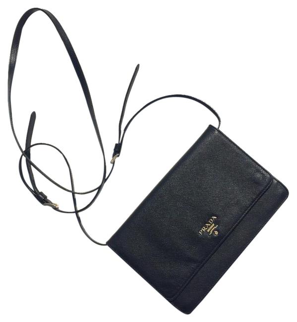 Prada Convertible Black Saffiano Leather Cross Body Bag