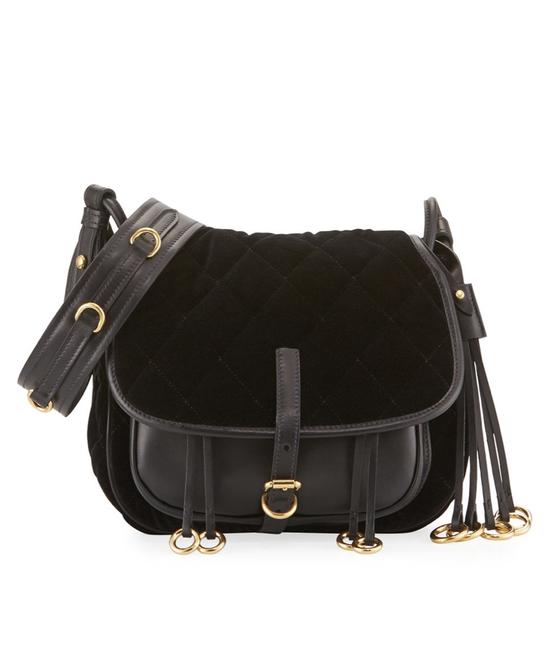 Prada Corsaire Velvet and City Calf Black Cross Body Bag