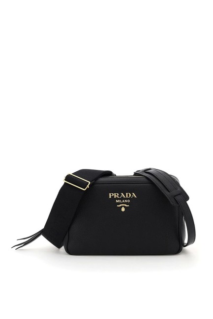 Prada Cr Calfskin Black Vitello Cross Body Bag
