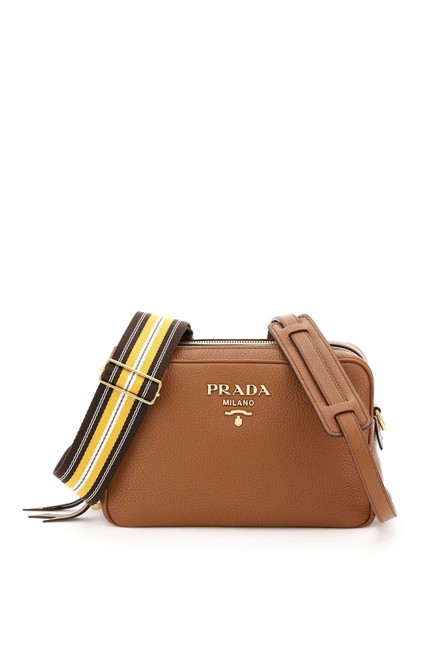 Prada Cr Calfskin Brown Vitello Cross Body Bag